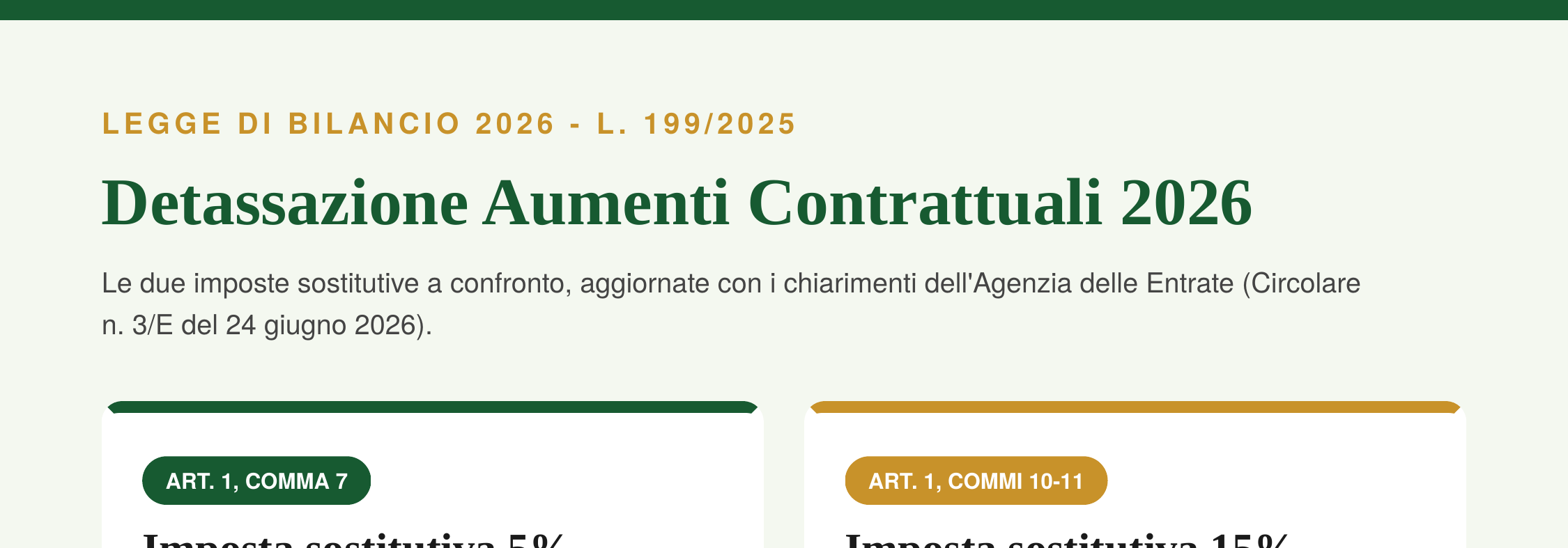 Anteprima parziale schema detassazione aumenti contrattuali 2026